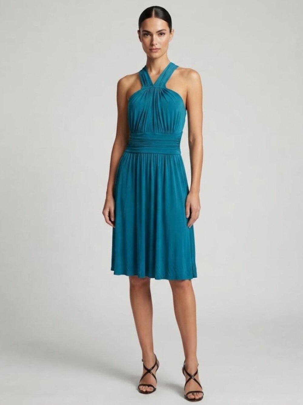 Anthropologie Velvet by Graham & Spencer Sleeveless Green Halter Dress M/L NWOT